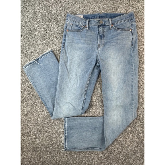 GAP Denim - Gap Baby Boot Mid Rise Jeans Size 31 12R Tall Light Wash Raw Hem Stretch Denim